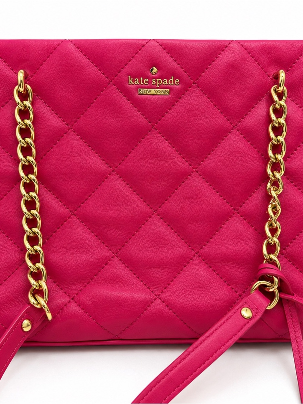 kate spade Quilted Chain-Handle Shoulder Bag in Fuchsia with Gold Hardware